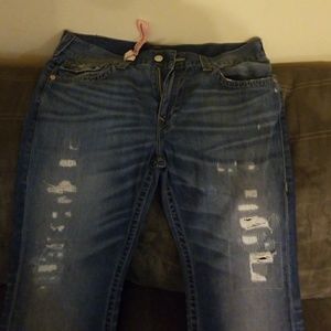 True Religion men's blue distress jeans